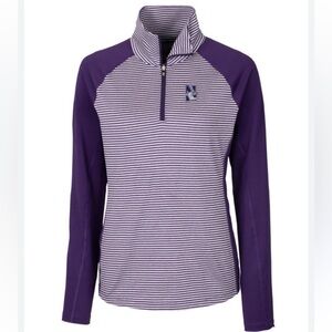 Northwestern Wildcats Cutter & Buck Striped 1/4 Zip Pullover Size Medium